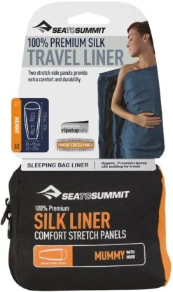 Sea To Summit Premium Silk Travel Liner - Mummy With Hood & Box Foot|-|Doublure D'appoint De Voyage Premium En Soie - Style Momie -Sea To Summit 116 7E 7EDetail3 20Navy 20Blue