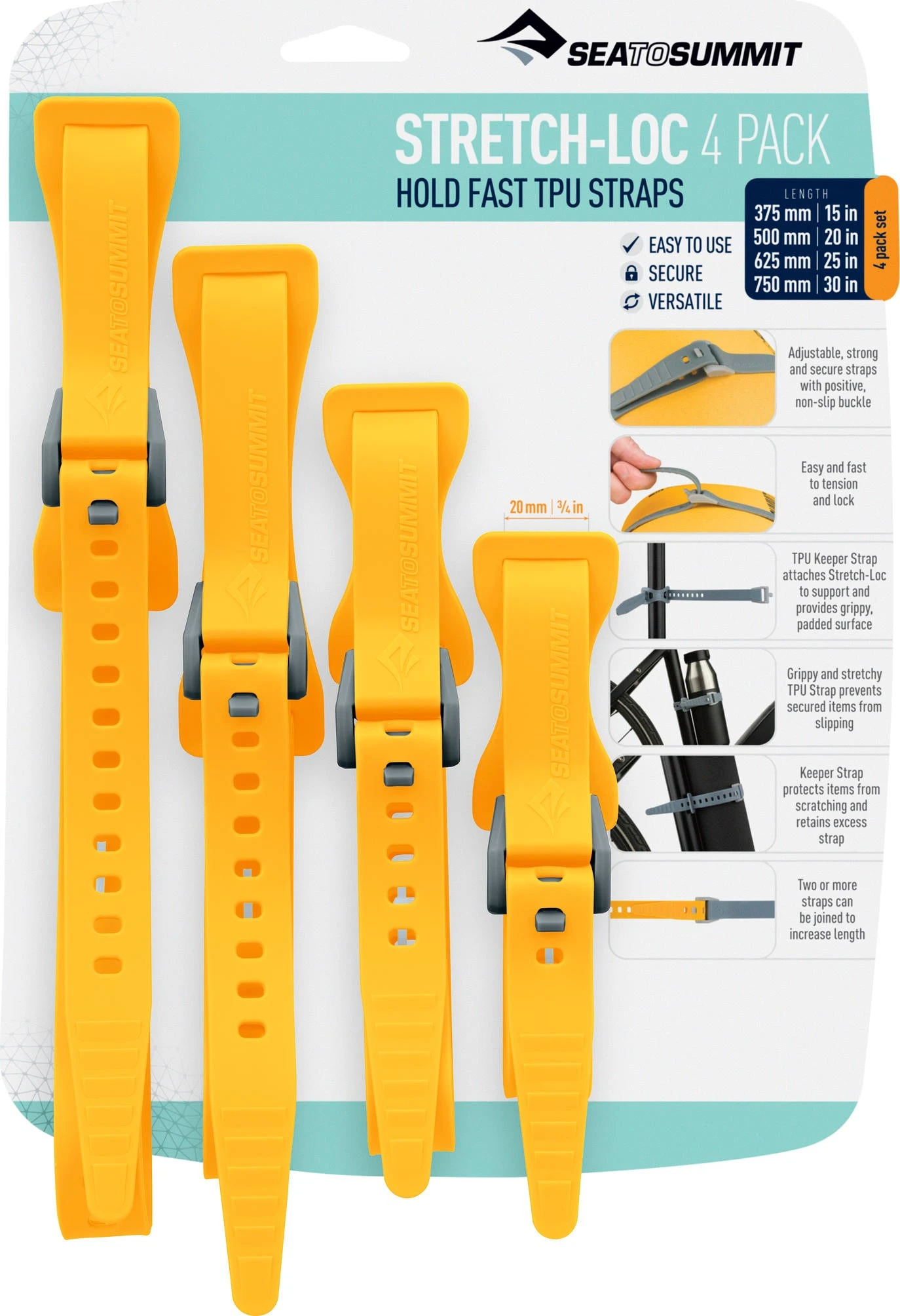 Sea To Summit Stretch-Loc TPU All Sizes - 20mm - 4 Pack|-|Sangles Stretch-Loc Toutes Tailles - 20mm - Paquet De 4 3 Sea To Summit Stretch-Loc TPU All Sizes - 20mm - 4 Pack|-|Sangles Stretch-Loc Toutes Tailles - 20mm - Paquet De 4 - Image 3